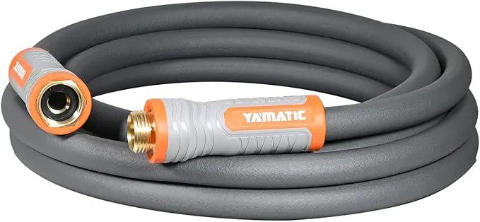 YAMATIC Short Garden Hose 5/8 in x 10 ft with Swivel Handle, Super Flexible Leader Hose, All-weather, Lightweight, Burst 600 PSI, Grey by GreenHaven Gardens