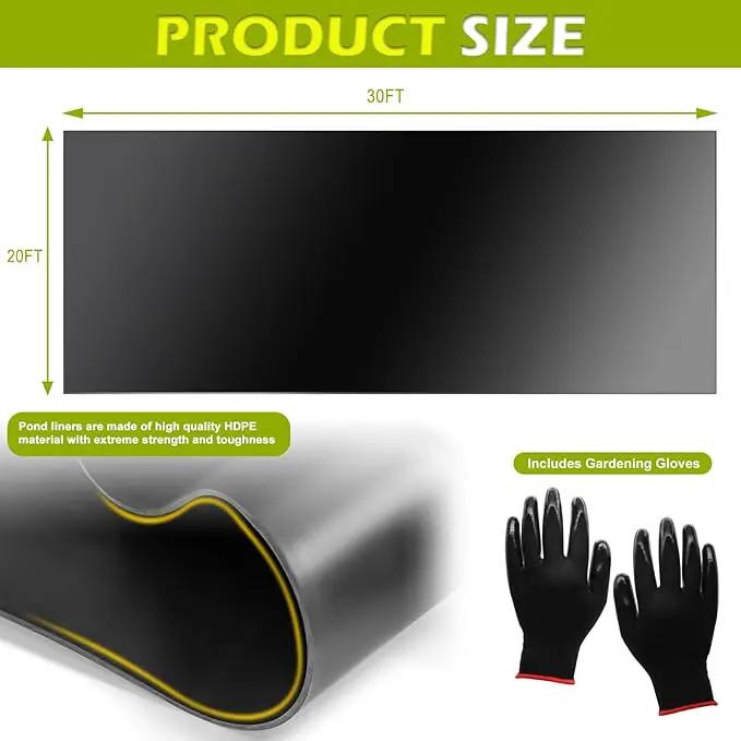 20 x 30 FT Pond Liner, 20 Mil Pond Liners for Outdoor Ponds, HDPE Pond Liner Easy Cutting Puncture Resistant, Pond Liners for Water Garden Fountain Waterfall, Koi Fish Aquaculture Pond by GreenHaven Gardens