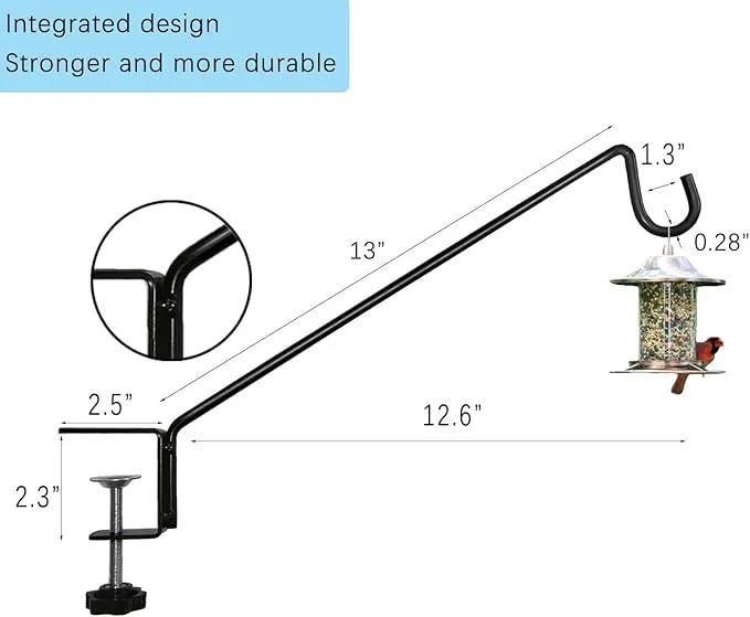 Heavy Duty Deck Bird Feeder Hanger Hook for Railing 13 Inch 4 Pack for Bird Feeders,Planters,Plants Flower Suet Baskets,Lanterns,Wind Chimes Holiday Decoration (4 Pack) by GreenHaven Gardens