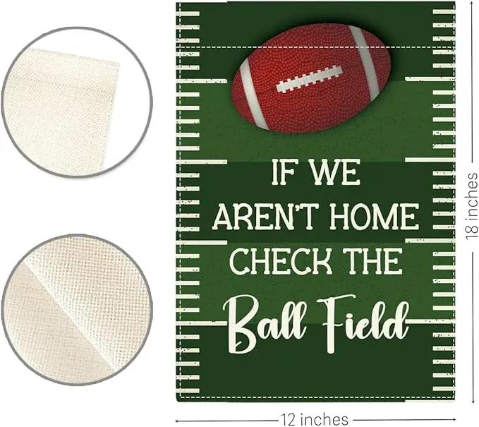 Funny Garden Flag Baseball Sports Mom Gifts for Baseball Lovers If We Aren'T Home Check The Ball Field Small Double Sided Burlap art Stained Glass Style Garden Flags 12 x 18 Inch for Outside by GreenHaven Gardens
