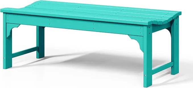 WestinTrends Malibu Outdoor Bench, All Weather Resistant Poly Lumber Backless Patio Garden Bench, Adirondack Curved Bench Seat for Comfort, Turquoise by GreenHaven Gardens