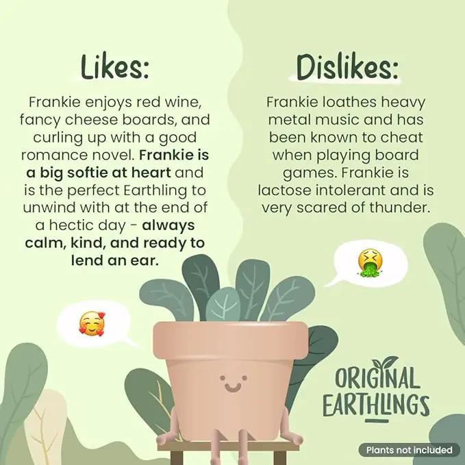 Original Earthlings Sitting Pot - 3.5 Inch Cute Plant Pot - Plastic Funny Planter with Drainage - Unique Cactus Plant Lover Gift - Small Succulent Face Flower Pot - Cute Plant Gifts for Plant Lovers by GreenHaven Gardens