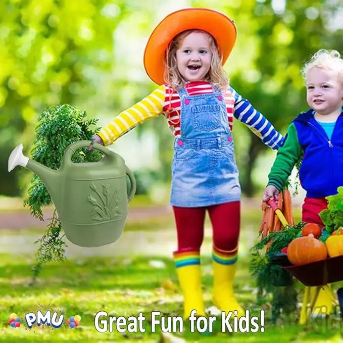 PMU 2 Gallon Watering Can - Garden Watering Can for Indoor & Outdoor Plants - Plastic Water Can with Detachable Sprinkler Head - Large Water Pot, Made in USA - Sage Green Pkg/1 by GreenHaven Gardens