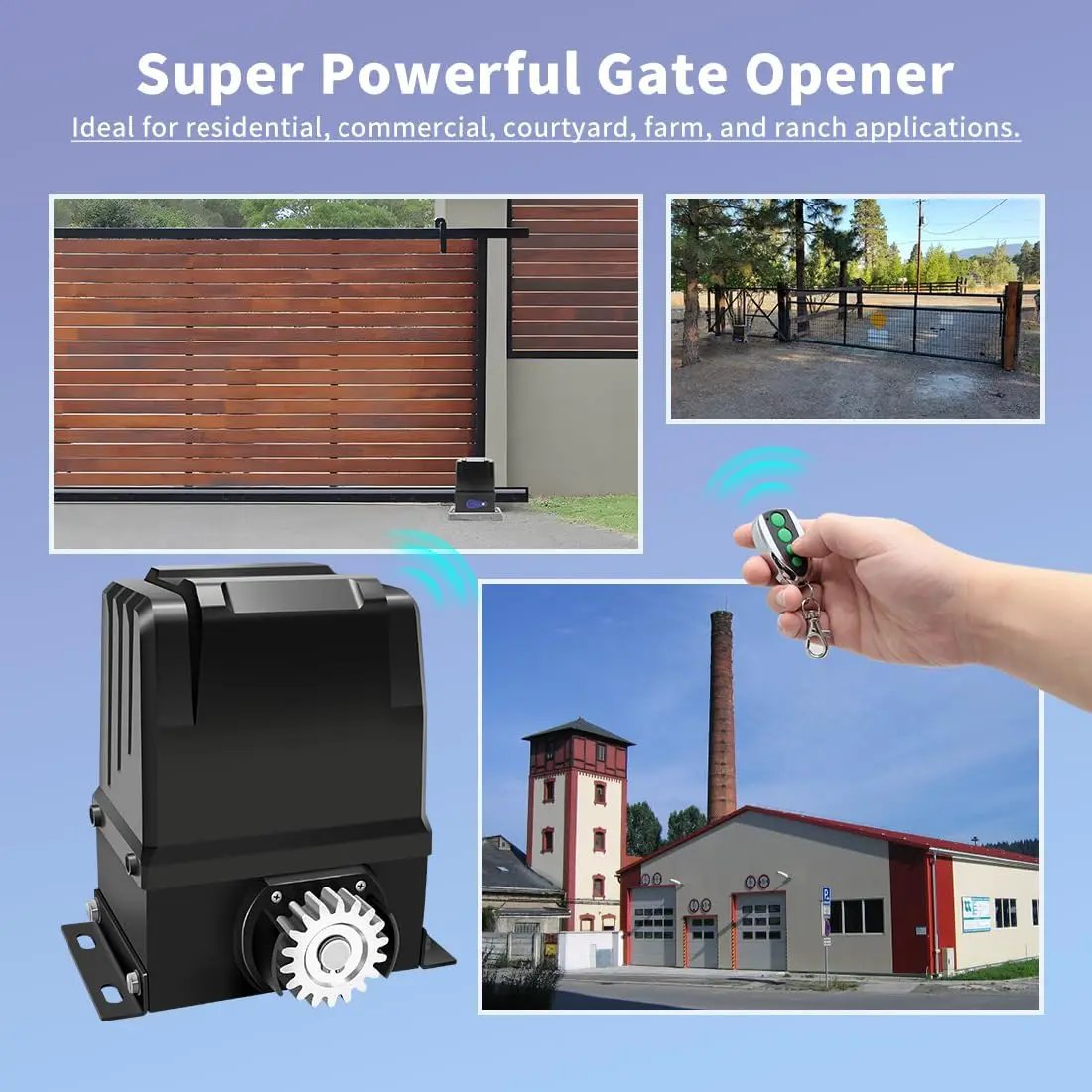 TOPENS RK2500T Automatic Sliding Gate Opener Rack Drive Electric Gate Motor for Heavy Driveway Slide Gates Up to 5700 Pounds Security Gate Operator AC Powered with Gear Rack and Remote Control by GreenHaven Gardens