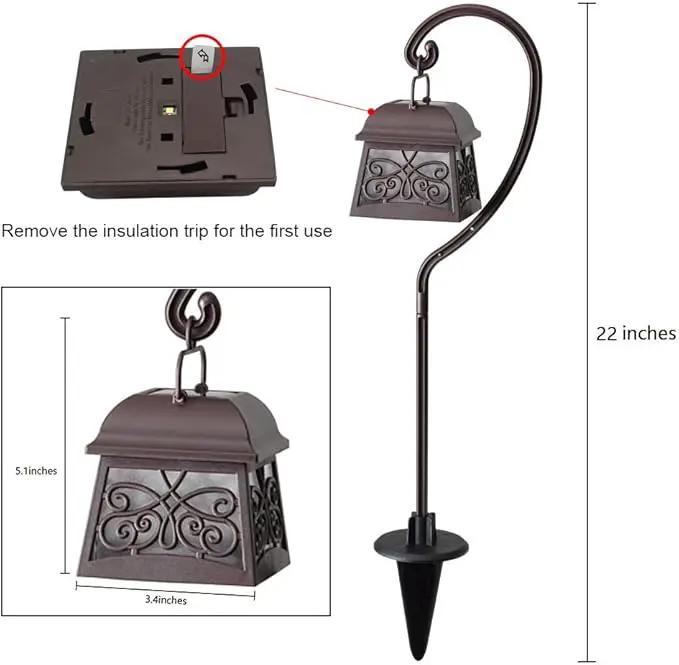 Maggift 4 Pack 22 Inch Hanging Solar Lights Multipurpose with 4 Shepherd Hooks Outdoor Solar Coach Lights by GreenHaven Gardens