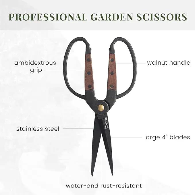 Garden Flower Bonsai Scissors,Walnut Wide Handles Pruning Gardening Scissors Floral Shears for Gardening,Succulent Harvest, and Precision Plant Trimming Care by GreenHaven Gardens