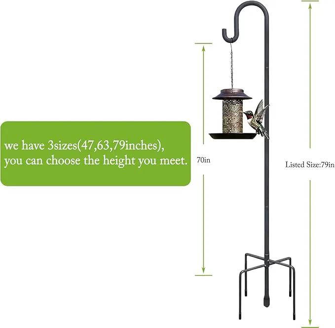 Highpro Shepherd Hook for Outdoor 47 Inch Bird Feeder Hanger Heavy Duty for Hummingbird Feeder Hanger Stand with 5-Prong Base for Lanterns, Wedding (2 Packs) by GreenHaven Gardens