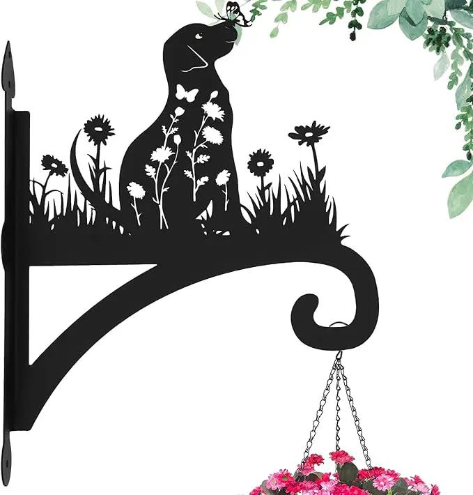 Plant Hangers Outdoor Heavy Duty Iron Decorative Dog Silhouette Plant Hooks for Hanging Baskets 11 inch Hanging Plant Bracket Wall Hooks for Flower Pot Lantern Bird Feeder Wind Chimes by GreenHaven Gardens