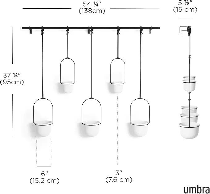 Umbra Triflora Hanging Planter for Window, Indoor Herb Garden, Set of 5, White/Black by GreenHaven Gardens