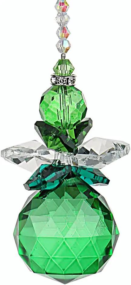 H&D Hanging Crystal Angel Suncatcher Rainbow Maker Guardian Angel Ornament for Home Window Decor (Green) by GreenHaven Gardens