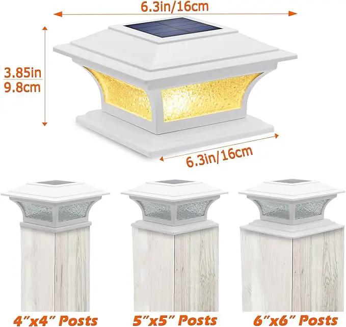 SIEDiNLAR Solar Post Lights Outdoor Glass LED Fence Cap Light 2 Modes for 4x4 5x5 6x6 Posts Deck Patio Garden Decoration Warm White/Cool White Lighting White (4 Pack) by GreenHaven Gardens
