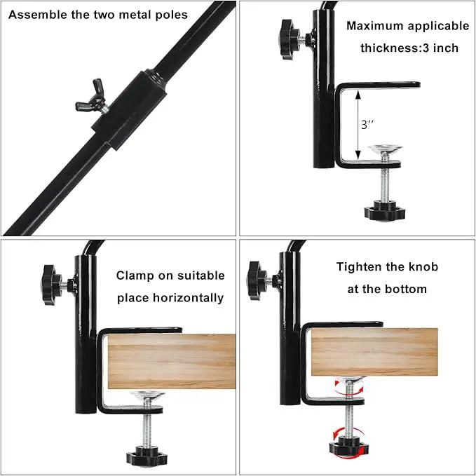FEED GARDEN 31 Inch Heavy Duty Deck Hook for Railing 2 Pack, Non-Slip Clamp, 360 Degree Swivel, for Hanging Bird Feeders, Plants, Lanterns, Suet Baskets, Wind Chimes, Black by GreenHaven Gardens