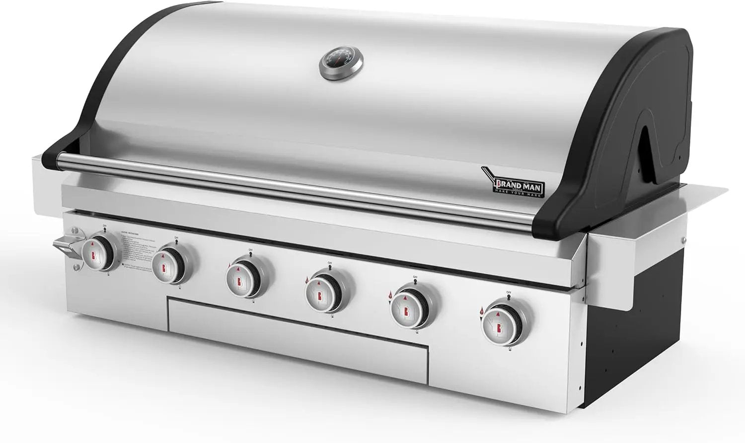 Brand-Man Propane Gas Grill, 40-Inch 6-Burner Built-In Head BBQ Island Outdoor Kitchen, Natural Gas Convertible, Heavy Duty 304 Stainless Steel, 60,000BTUs by GreenHaven Gardens
