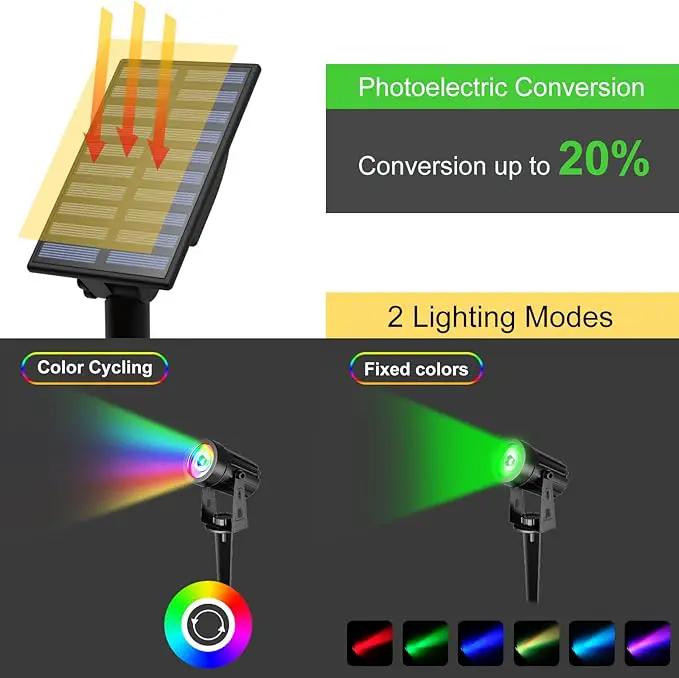T-SUN RGB Solar Spotlights, Color Changing Solar Landscape Spotlights Auto ON/Off Solar Lights for Garden, Trees, Driveway, Pathway, Pool Area(RGB) by GreenHaven Gardens