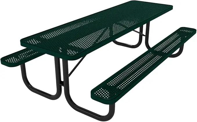 T8-P-DGRN Heavy Duty Rectangular Portable Picnic Table, 8 Ft, Dark Green, Made in America by GreenHaven Gardens