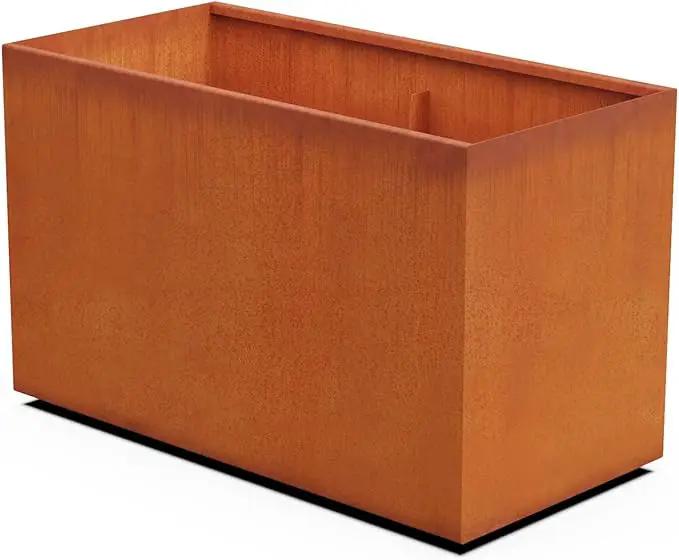 Corten Steel Planter Rectangle Outdoor Metal Garden Box Heavy Duty | Made in USA | Fully Assembled by GreenHaven Gardens