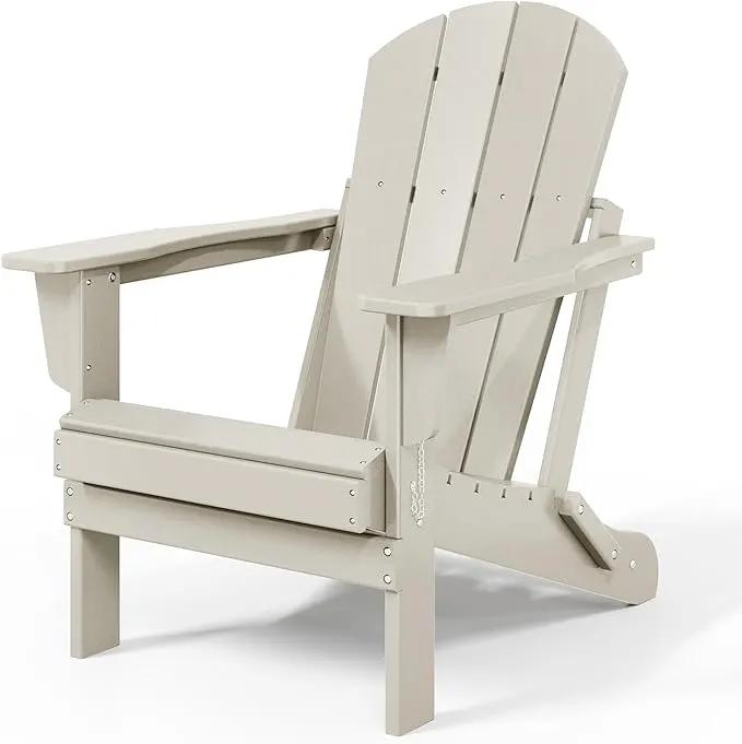Westin Outdoors Laguna WO Outdoor Adirondack Folding Patio Chairs 8 PCS Set Retro Beach Aesthetic for Backyard, Lawn, Patio, Deck, Garden, Weather Resistant Polyethylene Plastic Lounger (Sand) by GreenHaven Gardens