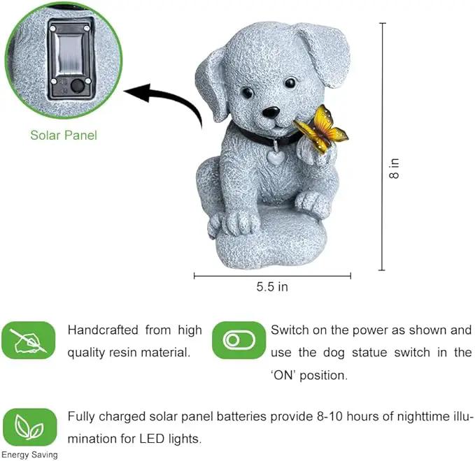 Solar Garden Statues Outdoor Dog Lights, Unique Housewarming Garden Gifts for Women Mom Wife Grandma and Sisters，Cute Dog Sculpture Decoration for Patio, Terrace, Balcony, Lawn by GreenHaven Gardens