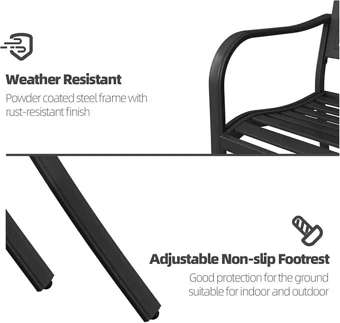 Grand patio 50" Outdoor Bench Garden Bench with Armrests Bench for Outdoors Lawn Yard Porch Black by GreenHaven Gardens