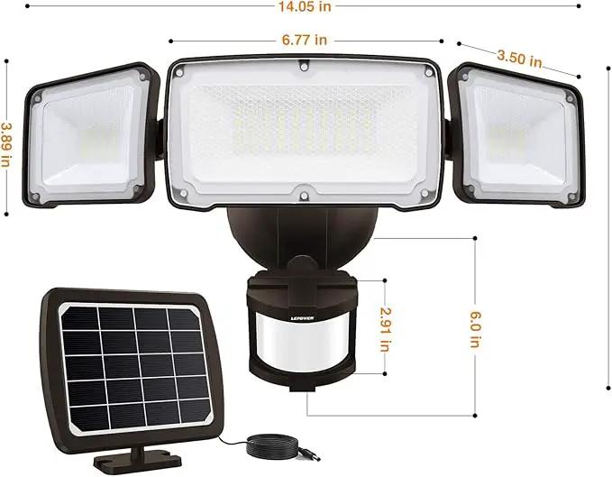 LEPOWER 1600LM LED Solar Security Lights Motion Outdoor, 5500K White Light, IP65 Waterproof Outdoor Flood Solar Light for Yard, Garage（Brown） by GreenHaven Gardens