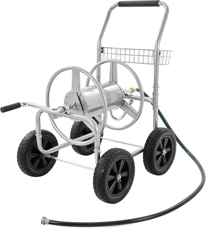 VEVOR Hose Reel Cart, Hold Up to 250 ft of 5/8’’ Hose, Garden Water Hose Carts Mobile Tools with 4 Wheels, Heavy Duty Powder-coated Steel Outdoor Planting with Storage Basket, for Garden, Yard, Lawn by GreenHaven Gardens