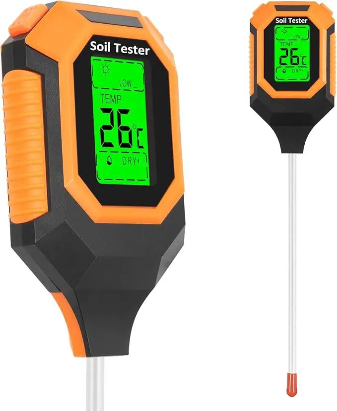4-in-1 Soil Moisture Meter Digital PH Meter/Soil Moisture/Plant Temperature/Sunlight Intensity, Backlight LCD Display, Soil Test Meter for Garden, Lawn, Plant Care, Farm and Indoor Outdoor Plants by GreenHaven Gardens