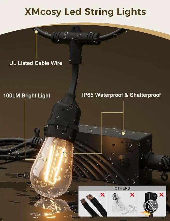 XMCOSY+ Outdoor String Lights, Smart Patio Lights 72.5Ft, APP WiFi Control, Compatible with Alexa, Waterproof Dimmable Edison Outdoor Lights for Patio Outside by GreenHaven Gardens