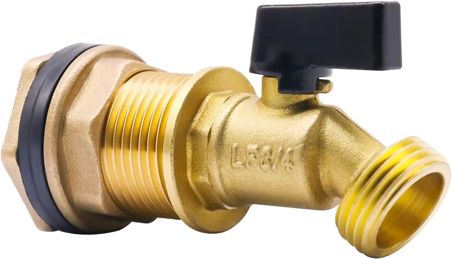 GHT 3/4 spigot for rain barrel parts kit, brass water barrel spigot for 5/25/50/55 gallon bucket, bulkhead valve for rainwater drum garden hose connector and drain valve diy kits by GreenHaven Gardens