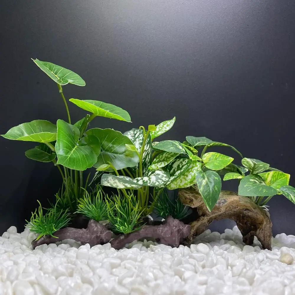 Smoothedo-Pets Fish Tank Decoration Aquarium Decoration 3 Pieces Ornament Betta Silk Leaf Cushion Hammock Artificial Driftwood Cave Goldfish Bowl Accessories (Mixed Leaf Set-G) by GreenHaven Gardens