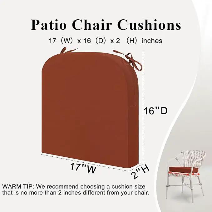 Outdoor Chair Cushions Set of 2, Waterproof Foam Patio Seat Cushions with Ties for Garden Sofa & Dining Furniture, 3-Year Color Fastness, 16x17x2 Inch, Spcie by GreenHaven Gardens