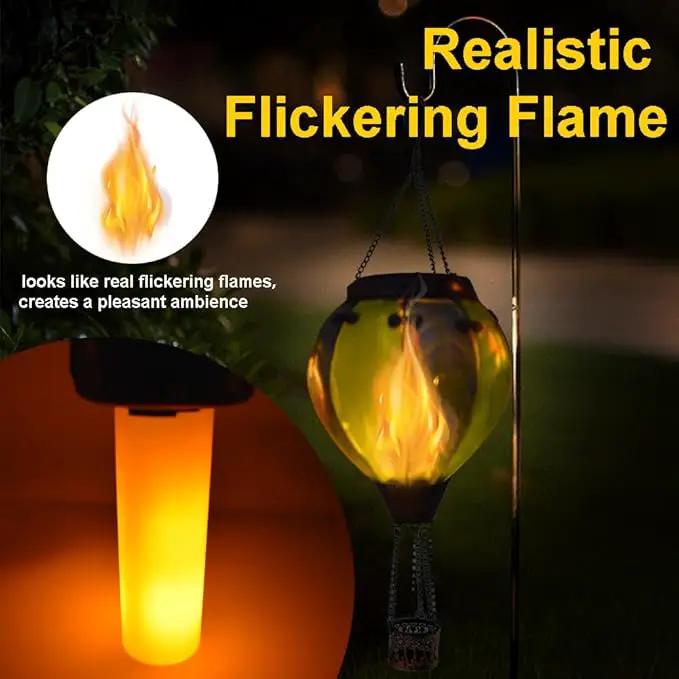 Hot Air Balloon Solar Lantern with Flickering Flame Hanging Solar Lanterns Outdoor Lights Waterproof Lanterns Decorative Garden Patio Yard Party Decor Green&Navy by GreenHaven Gardens