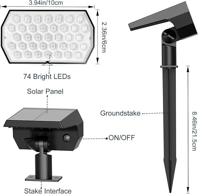 Solar Spot Lights Outdoor, [4 Pack/7 Colors/37 LED] 2-in-1 Solar Landscape Spotlights, IP65 Waterproof Auto On/Off Solar Powered Security Lights for Yard Garden Pathway Walkway by GreenHaven Gardens