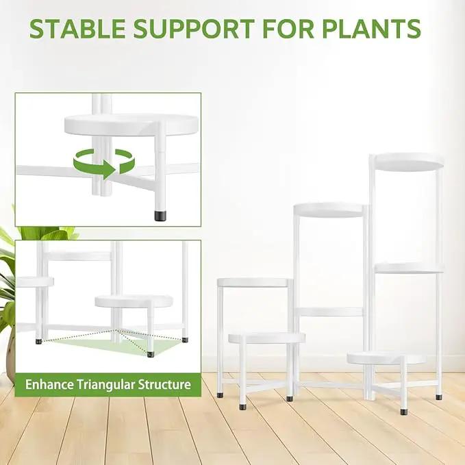 iDavosic.ly 7 Tier Large Plant Stand Indoor, 10 Inch Wide Tall Corner Metal Plant Stands Outdoor for Multiple Plants, Folding Tiered Flower Display Holder Rack Shelf, White by GreenHaven Gardens