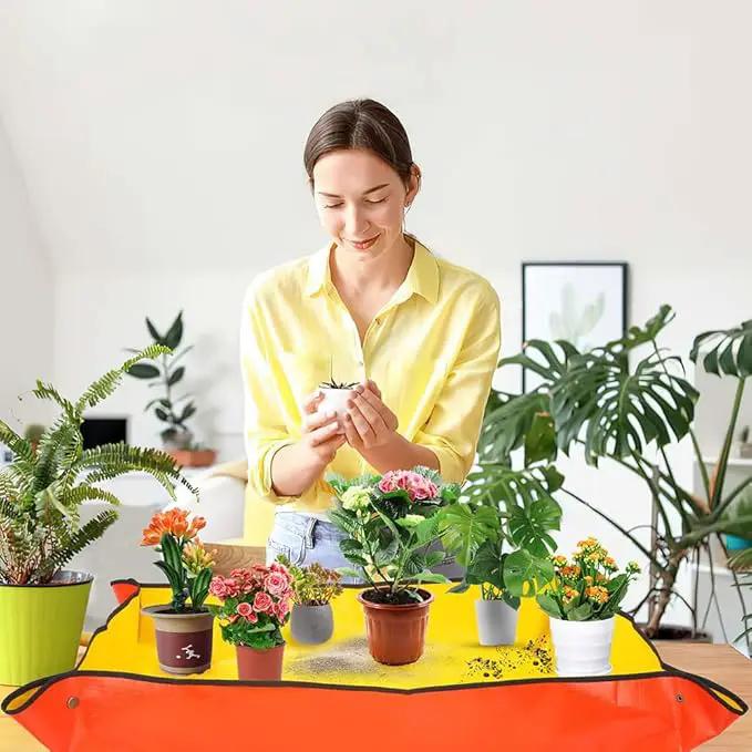 Repotting Mat for Indoor Plants,Potting Mat,Garden Supplies,Garden Tool Set,Gardening Gifts,Indoor Gardening System,Gardening Gifts,Indoor Plant Tools,Plant Mats for Repotting(Organge 26*26 in) by GreenHaven Gardens