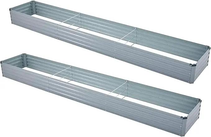 2 Pack 12x2x1FT Galvanized Raised Garden Beds Kit Outdoor Metal Gardening Planter Box for Vegetable Elevated Flower Herbs,Gray by GreenHaven Gardens
