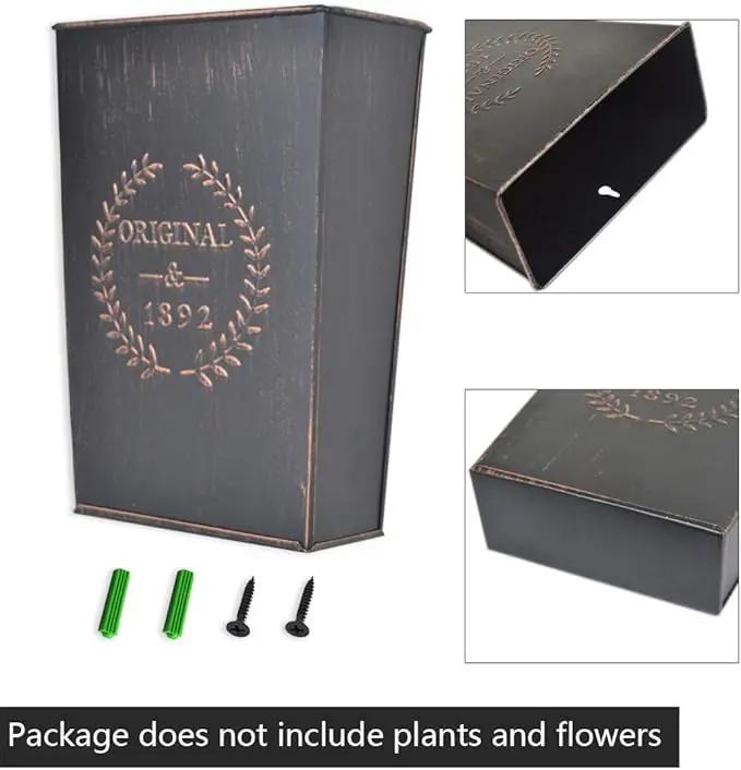 LESEN Rustic Metal Wall Planter Country Home Hanging Wall Vase Pocket for Plants or Flower Indoor or Outdoor Farmhouse Wall Decor,Set of 2 by GreenHaven Gardens