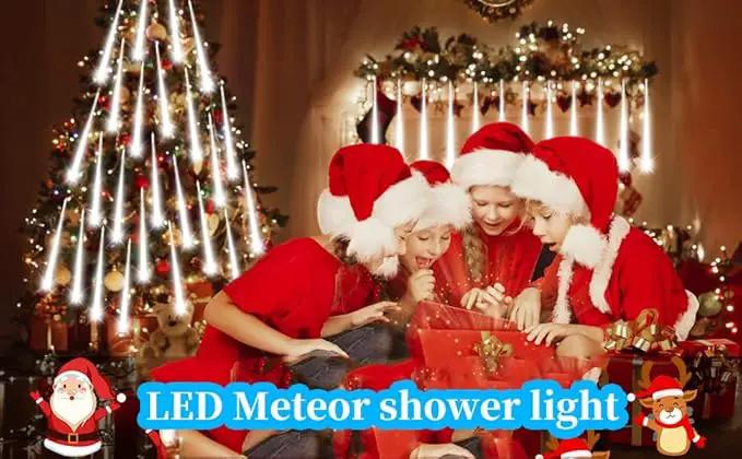 Meteor Shower Lights - 20 Inch 10 Tube 540 LED High Brightness Falling Rain Icicle Cascading Lights for Xmas Tree Roof Eaves Patio Decor by GreenHaven Gardens