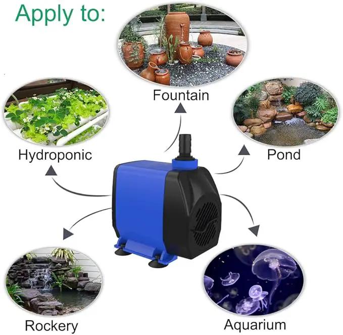 Submersible Pump 1056GPH (4000L/H 85W) Ultra Quiet with Dry Burning Protection 9.8ft Power Cord for Fountains, Hydroponics, Ponds, Aquariums & More… by GreenHaven Gardens