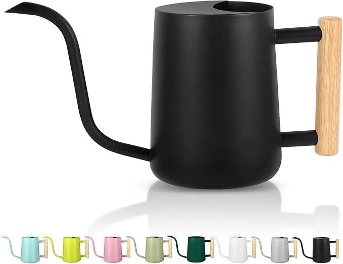Plant Watering Can,35oz Metal Watering Can,Stainless Steel Watering Can Indoor Plants with Long Curved Spout,Small Watering Can for Indoor Plants,Bonsai Outdoor Garden Modern Decorative(Black) by GreenHaven Gardens