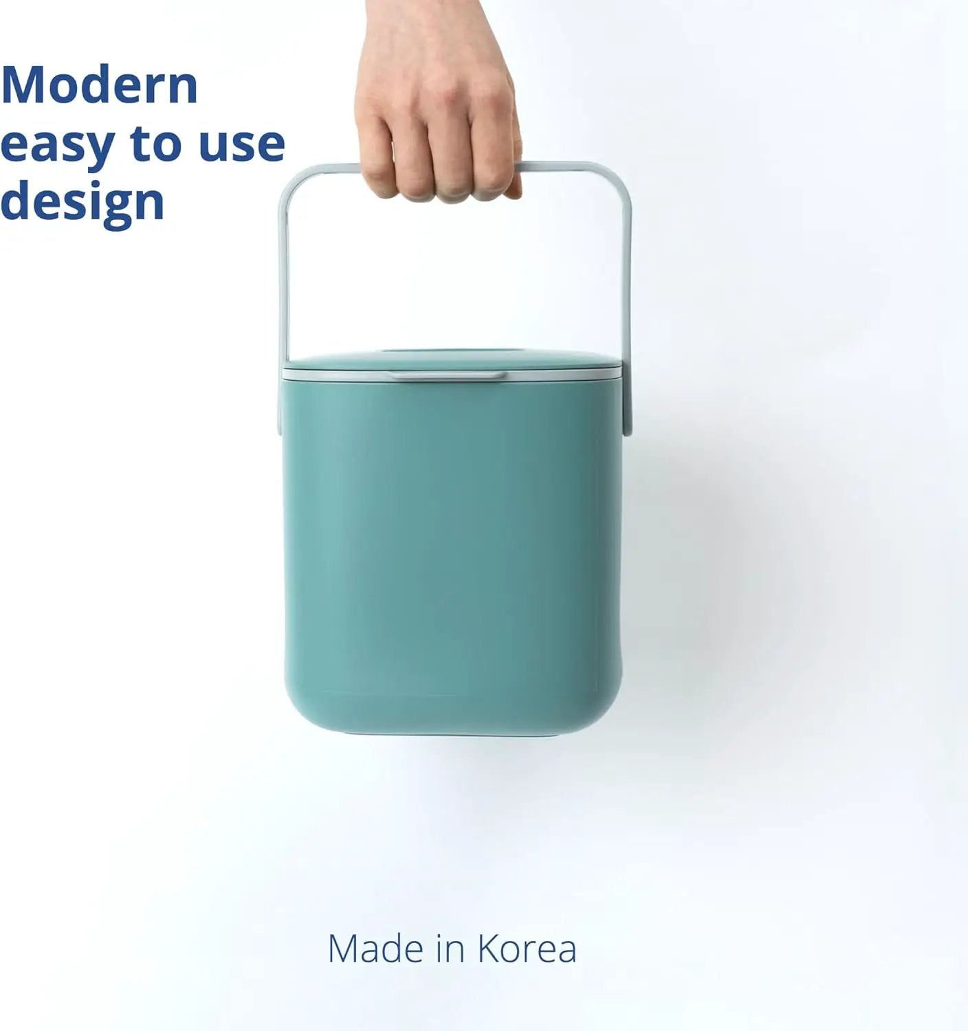 BLUE GINKGO Kitchen Compost Bin [2.6L / 0.69 GAL] – Filter-Free, Odor-Tight Countertop Food Waste Pail with Handles (Made in Korea, Green) by GreenHaven Gardens