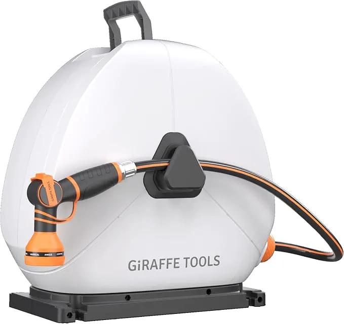 Giraffe Tools Ground Mounted Retractable Hose Reel 1/2 Inch x 130FT, Heavy Duty Automatic Rewind Garden Hose Reel, with Flexible Swivel Base for Lawn, Concrete Floor by GreenHaven Gardens