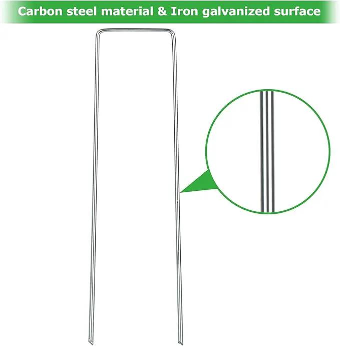 DAJAVE 200 Pack Landscape Staples 6 Inch, 11 Gauge Stakes Galvanized Garden Stakes, U-Shaped Garden Ground Stakes for Landscaping Barrier Fabric Irrigation Hoses Fixed Fences and Tents by GreenHaven Gardens
