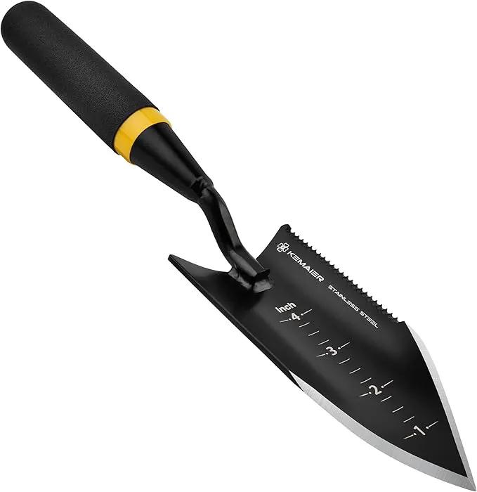 Heavy-Duty Trowel Garden Tool, Stainless Steel Serrated Hand Shovel for Effortless Digging, Weed Control, and Precise Bulb Planting by GreenHaven Gardens