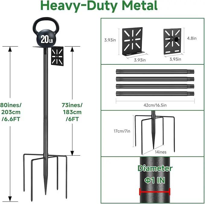 Smart Bird Feeder Pole-Heavy Duty Adjustable 3-6.6ft Universal Birdhouse Stand Mount for Backyard&Outdoor Bird Houses/Cameras (80'Pole)