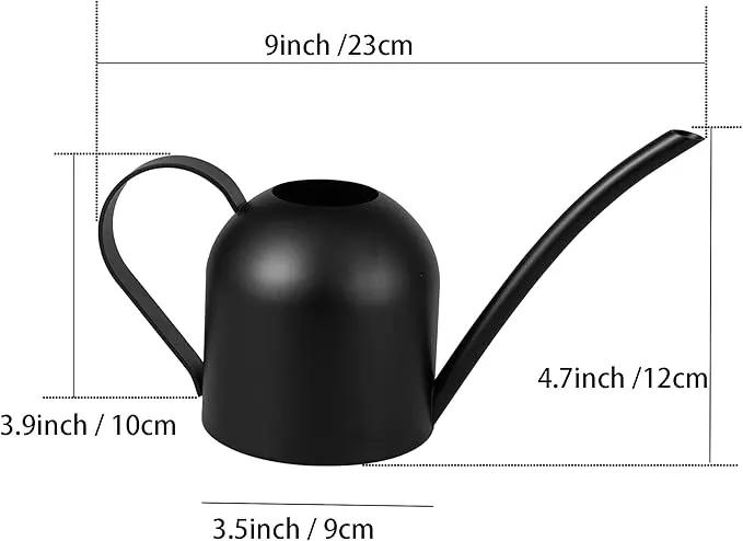 IMEEA Small Watering Can for Indoor Plants Stainless Steel Watering Can with Long Spout 15oz/450ml, (Black) by GreenHaven Gardens