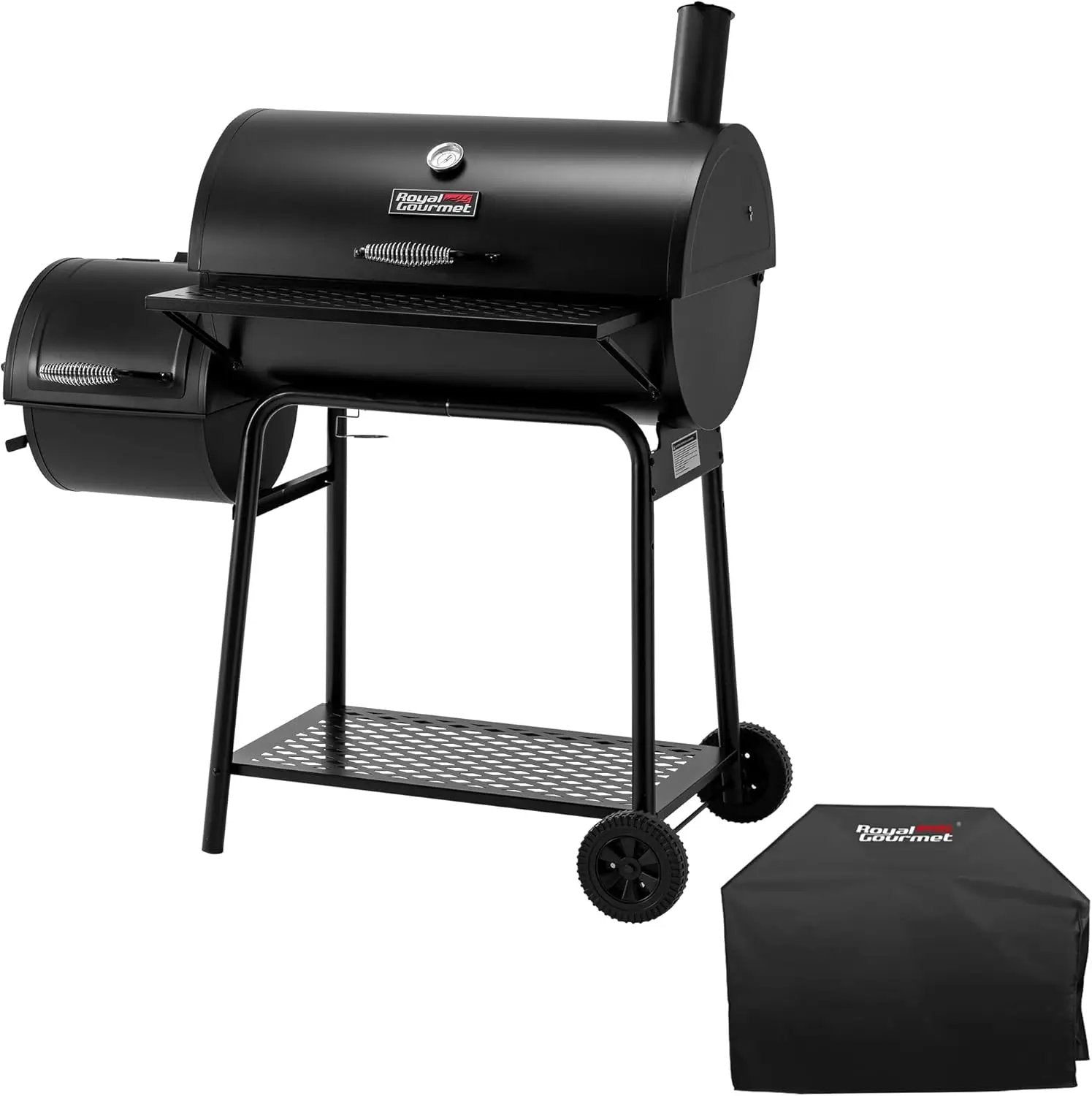 Royal Gourmet CC1830FC Charcoal Grill Offset Smoker (Grill + Cover), Black by GreenHaven Gardens
