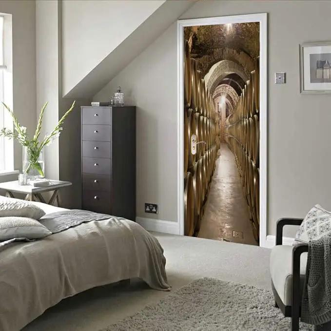 3D Door Stickers Murals Peel and Stick - Wine Cellar - Door Wallpaper Self-Adhesive Door Decals Removable PVC Waterproof Door Poster for Bedroom Living Room Door 31.5" x 78.7" by GreenHaven Gardens