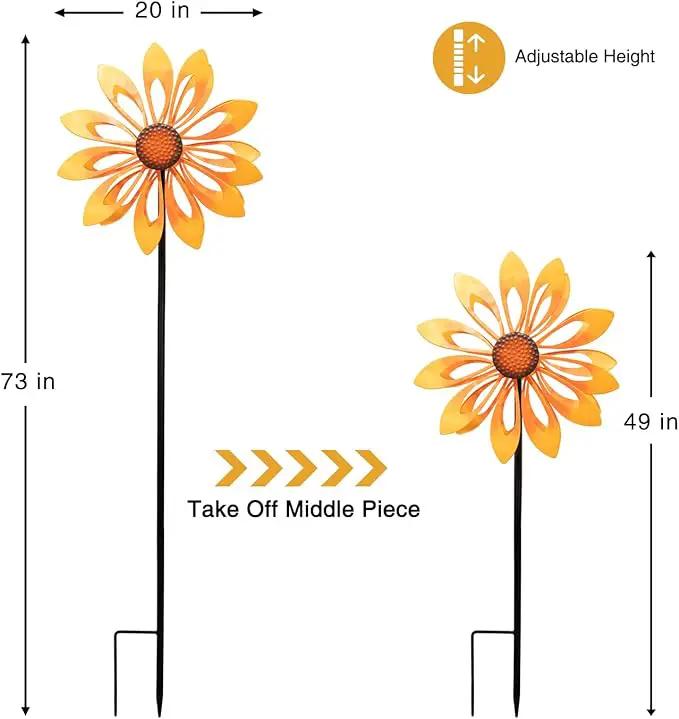 Birthday Gifts for Women Floral Yard Garden Wind Spinners - Large Outdoor Metal Wind Spinners with Vane, Lawn Yard Art Garden Decor (Sunflower) by GreenHaven Gardens