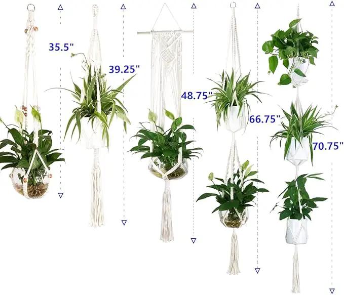 JES&MEDIS 5-Pack Macrame Plant Hangers with 5 Hooks, Different Tiers, Handmade Cotton Rope Hanging Planters Set Flower Pots Holder Stand, for Indoor Outdoor Boho Home Decor by GreenHaven Gardens