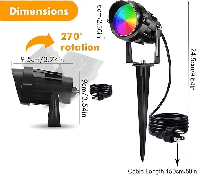 RGBW Spotlight Outdoor 12W LED Warm White Landscape Lights 120V Landscape Lighting with 3-Pin US Plug Waterproof Spot Lights Outdoor for Yard Garden Patio Lawn Decorative(2Pack) by GreenHaven Gardens